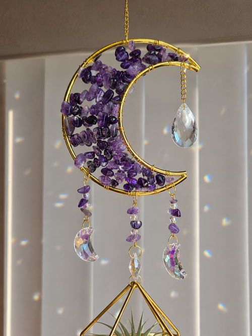Amethyst Moon Air Plant Suncatcher- Gold