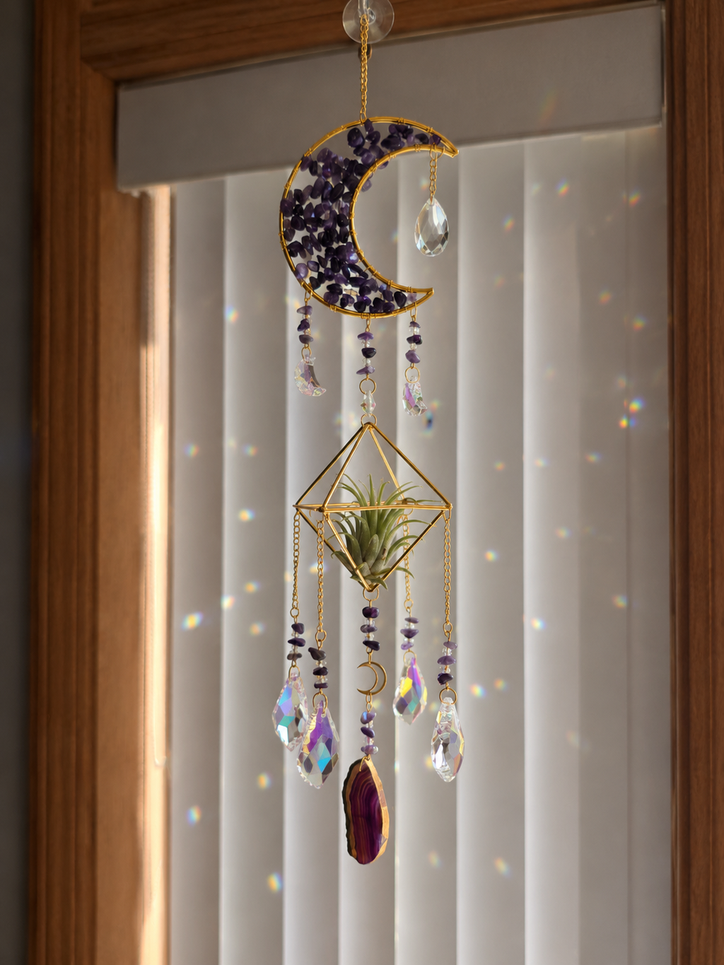 Amethyst Moon Air Plant Suncatcher- Gold