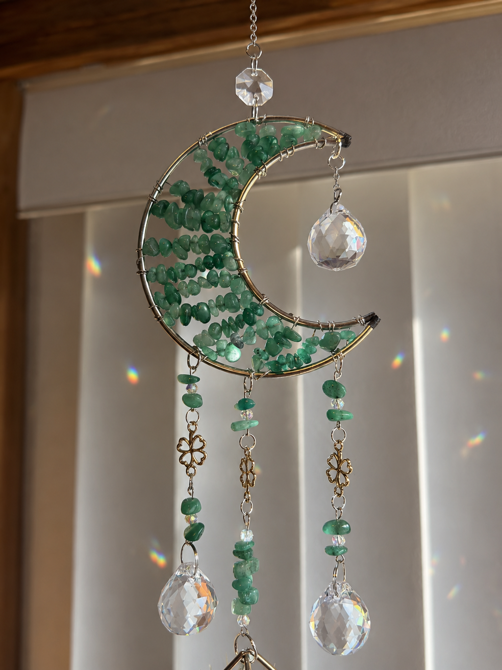 Emerald Clover Moon Plant Suncatcher